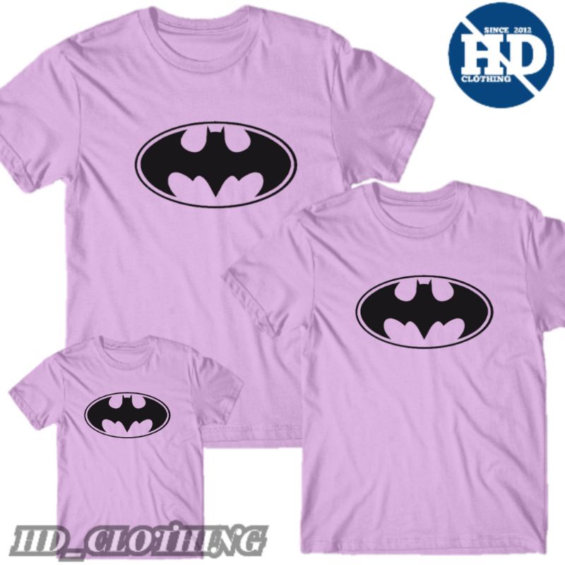 Kaos Couple Keluarga Superhero Motif Logo Batman, Cotton combed 30s