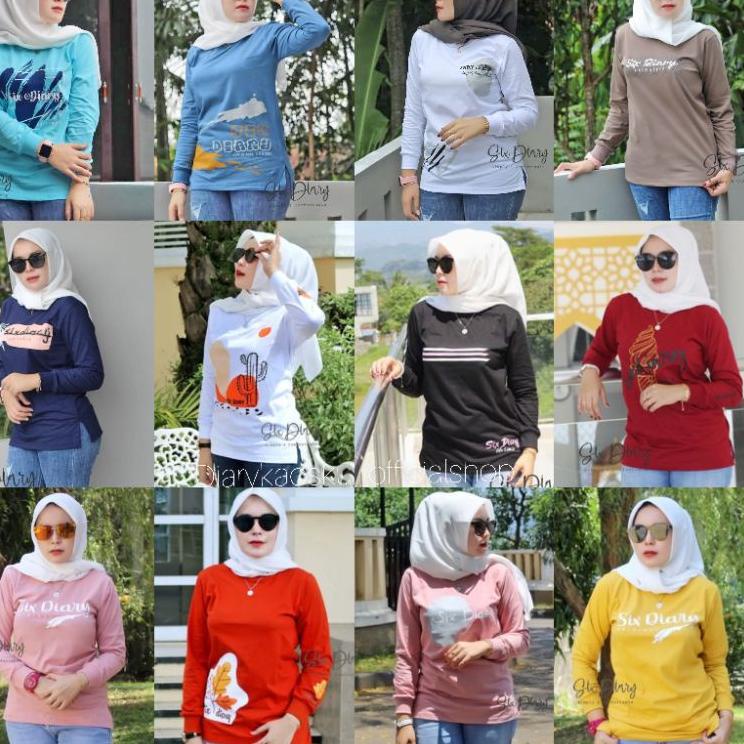 [PRODUK 8S8EN] [ ] Baju Wanita // Atasan Wanita Terbaru Tangan Panjang SixDiary Original // Kaos Wan