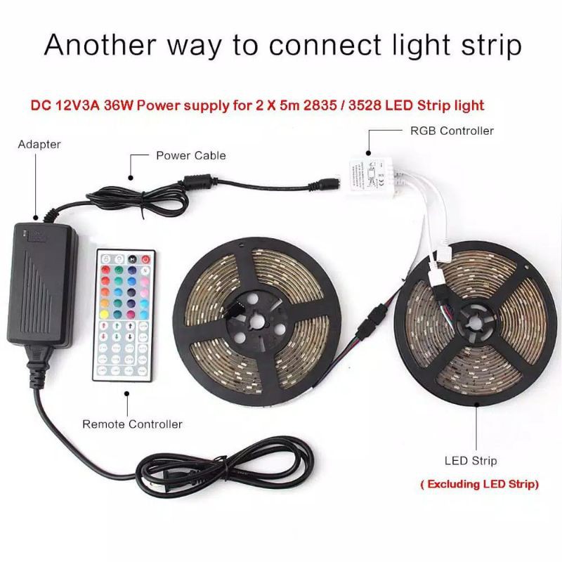 LED Strip 2835 / 5050 10Meter RGB Lengkap Remote BESAR