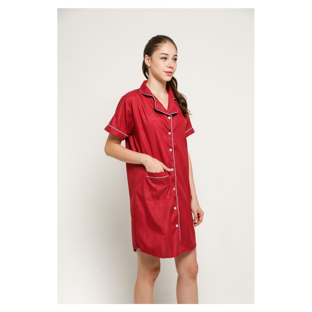 FortKlass Baju Tidur Satin Daster Embos Wanita Sleepwear Saten Fit To XL Silkwear-1