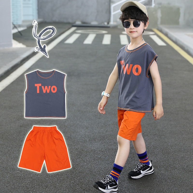 Promo !! Setelan baju anak cowok / setelan two orange fanco ukuran 2-4tahun / Setelan anak import keren