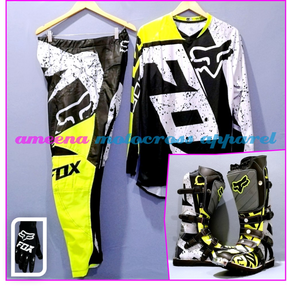 Jerseyset Cross, Sepatu Trail &amp; Sarung Tangan Motocross Fullset - JSG001B