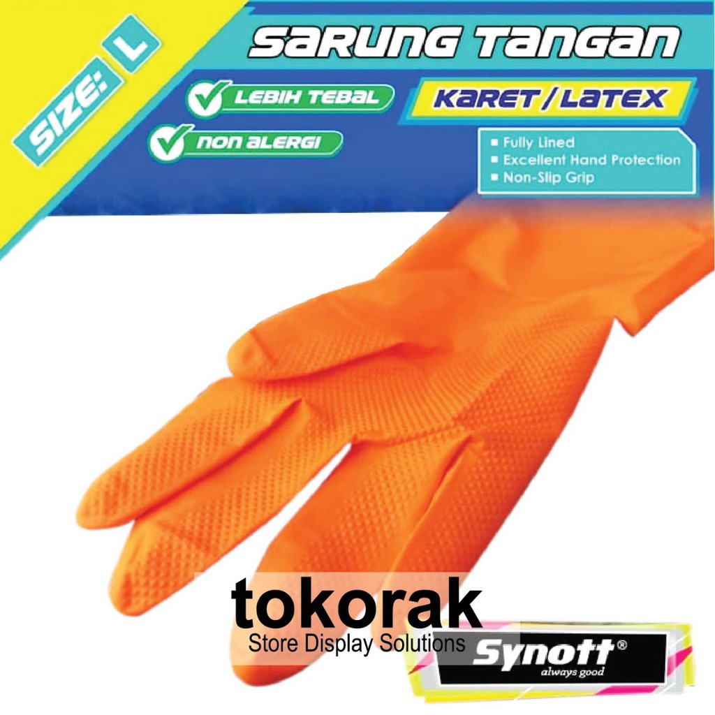 SARUNG TANGAN KARET LATEX DOT SIZE L SYNOTT SARUNG BERKEBUN CUCI PIRING KENDARAAN