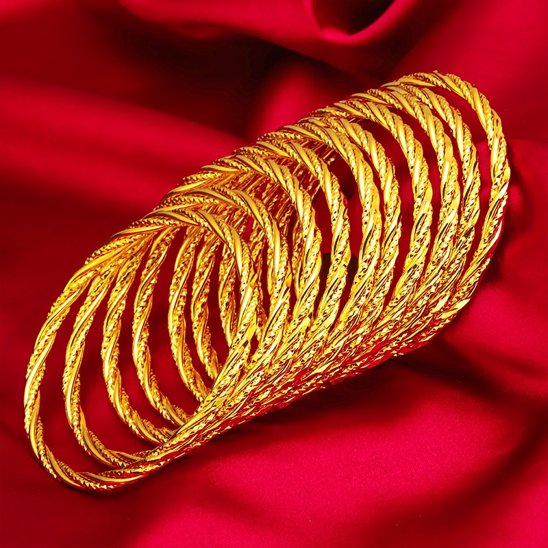 Gelang Model Twist Lapis Emas 24k Untuk Wanita