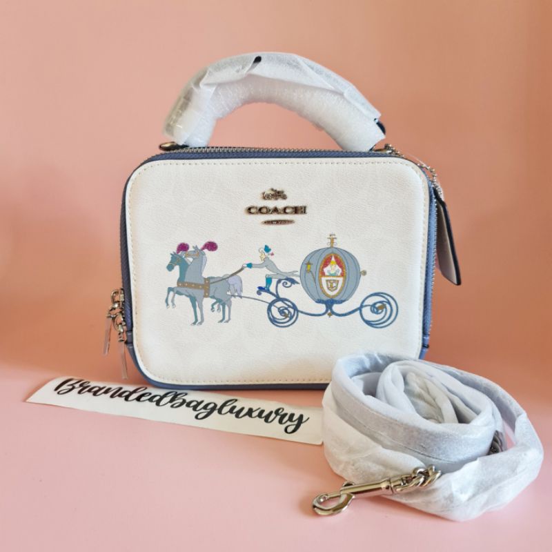 coach cinderella disney tas coach box crossbody wanita original 100% authentic women