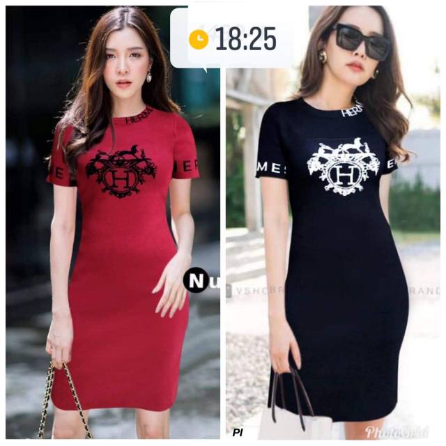Import dress Bodycon dress Fashion Wanita Import