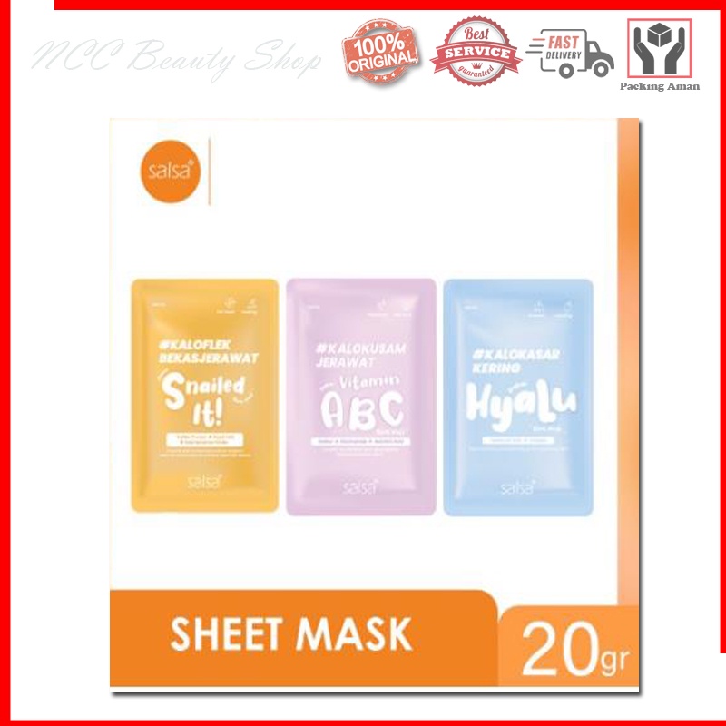 * NCC * Salsa Sheet Mask Masker Wajah Face Mask Dengan Kandungan Hyaluronic Niacinamide Snail Vitamin