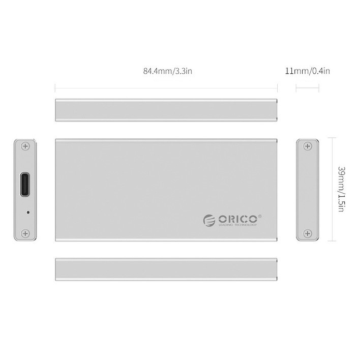SSD Enclosure ORICO MSA-UC3 Aluminum mSATA to USB 3.0