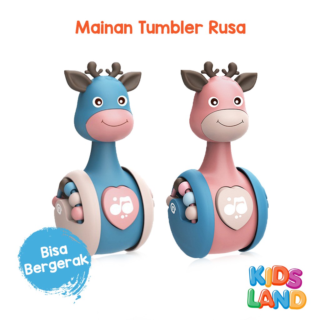 Mainan Bayi Tumbler Roda Rattle Roly Poly Karakter Rusa KIDS LAND-1