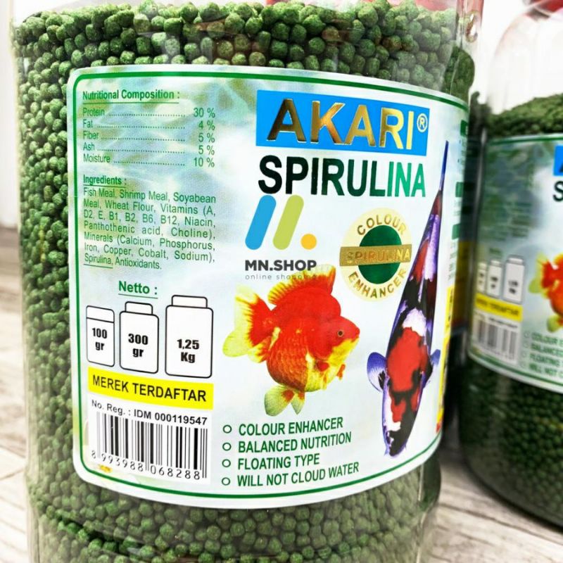 AKARI SPIRULINA PAKAN IKAN KOI 1.25 Kg / 1,25Kg / 1250 gr UKURAN 2MM