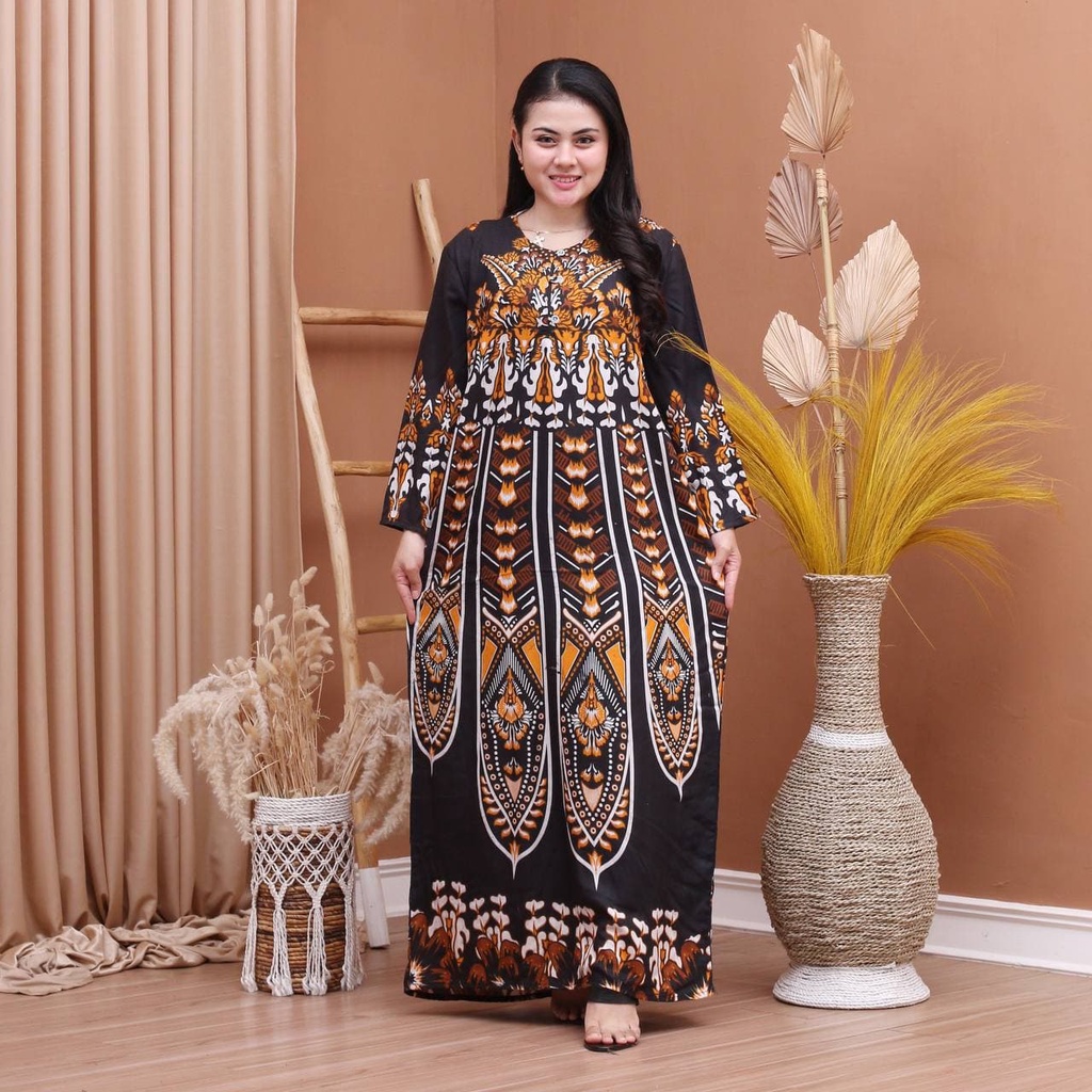 Batik Prass - Daster Lengan Panjang Kekinian Kancing Depan Longdres Busui Rayon Santung Rayon SUPER Ori Prass Official-ZAFINA KUNING
