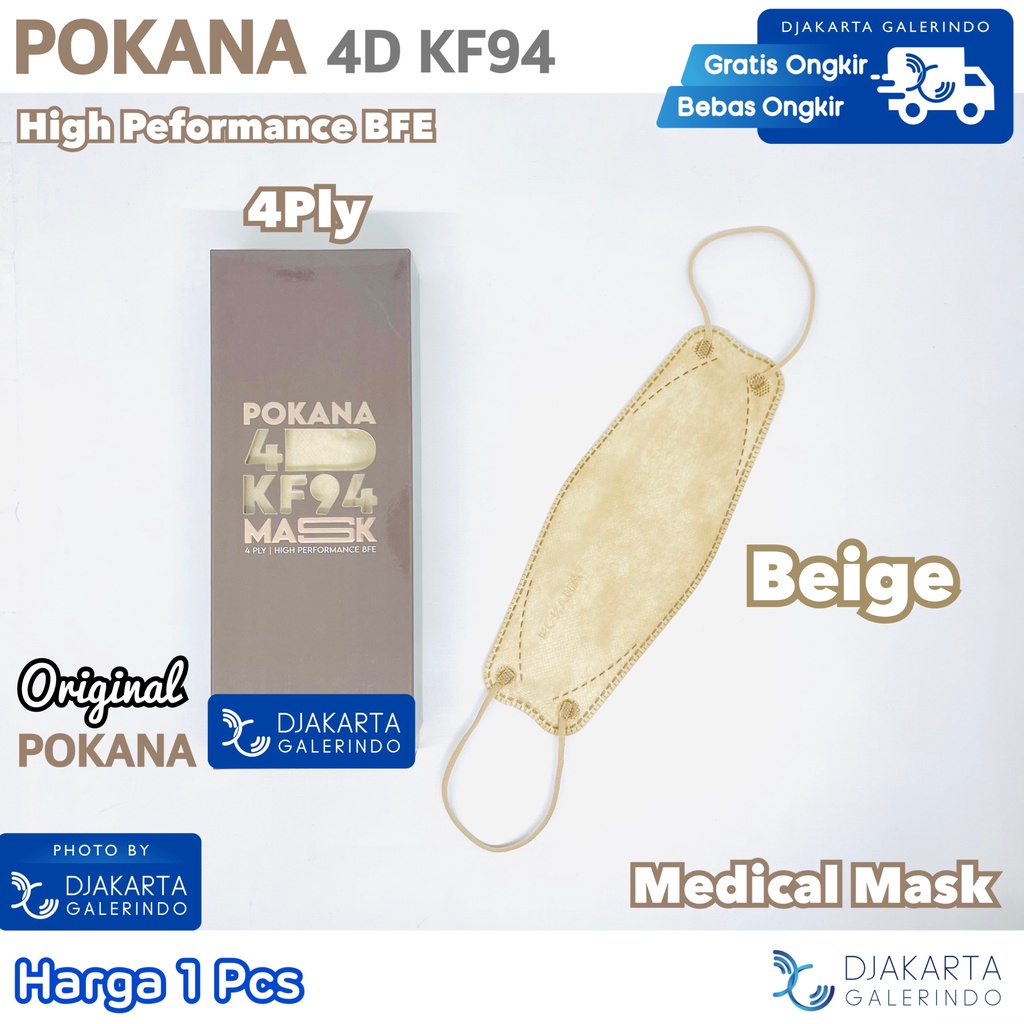 Masker POKANA 4D KF94 Masker Medis 4ply Original Pokana