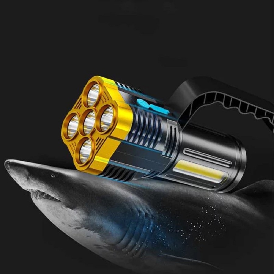 SENTER TANGAN COB 5 MATA LED SUPER TERANG SENTER GENGGAM LAMPU EMERGENCY USB RECHARGE