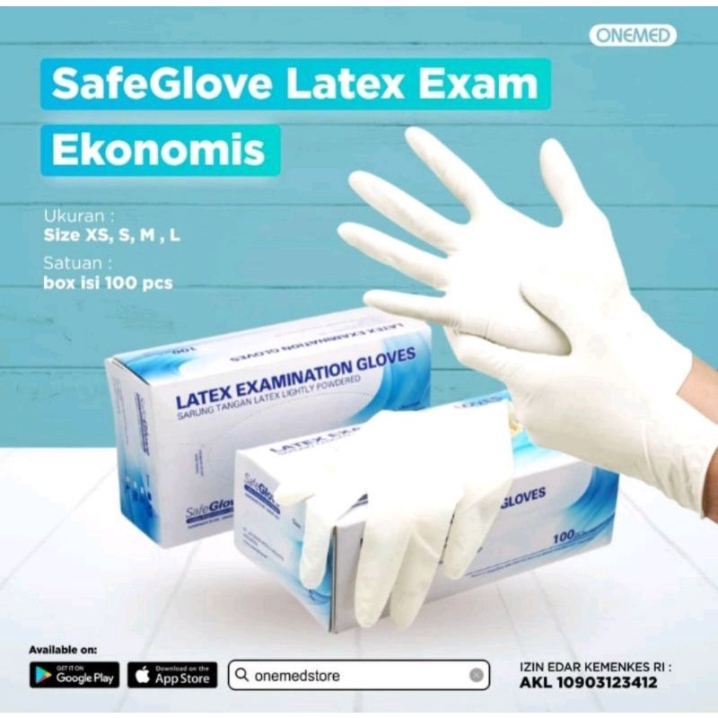 sarung tangan latex handscoon safe glove examination isi 100pcs