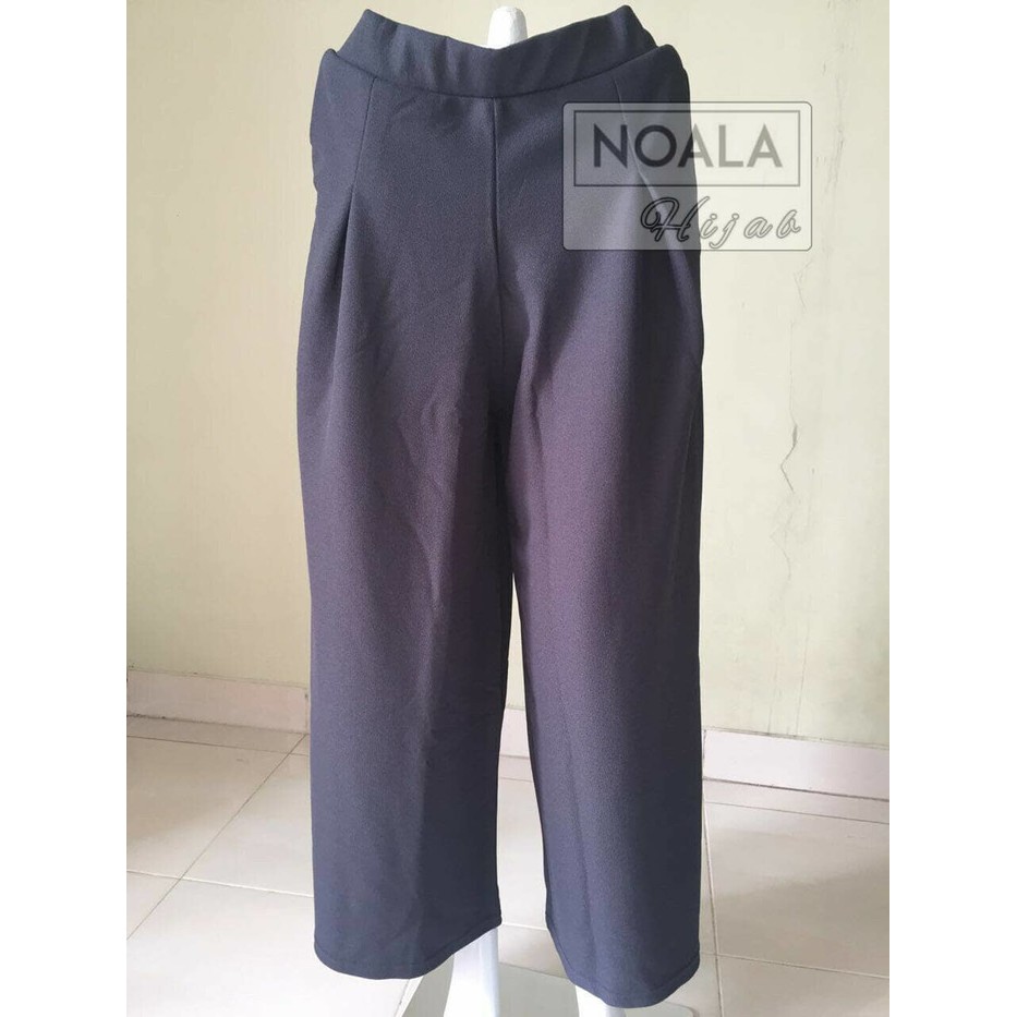Celana Kulot Murah Double Twist Kulit Jeruk Abu-Abu Tua