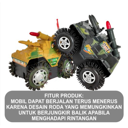 Mainan Anak Mobil Tank Jungkir Balik Militer - Tumbling Tank-2