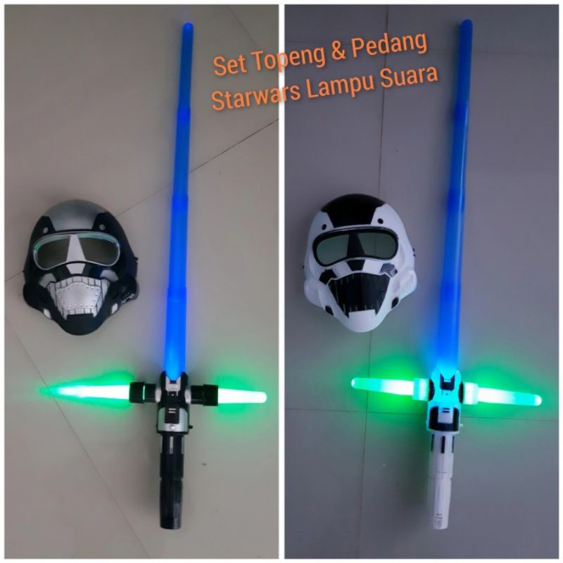 Mainan Set Pedang &amp; Topeng Star Wars Pedangan Lightsaber Cosplay Anak Starwars