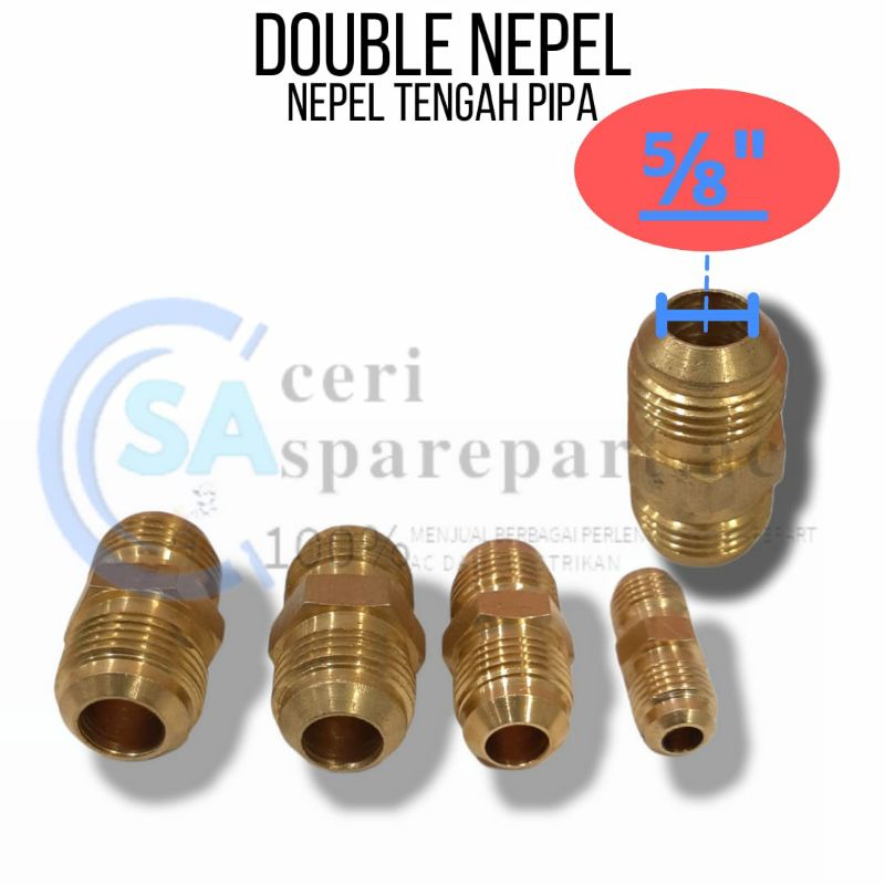 Double nepel tengah 5/8 dobel nepel 5/8" inch