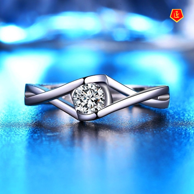 [Ready Stock]Simple Elegant Silver Diamond Ring Korean Fashion