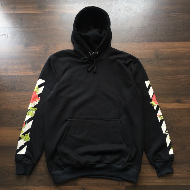 HOODIE OFF WHITE ROSE HITAM PREMIUM BRS HOODIE PRIA IMPORT ARB