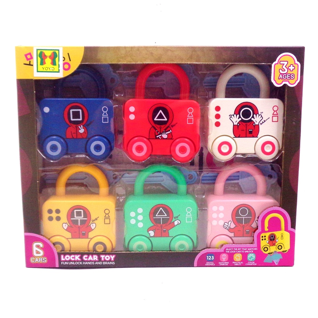 Mainan Anak Lock Car Toy Squid Game Character - Mainan Mobil Set Squid