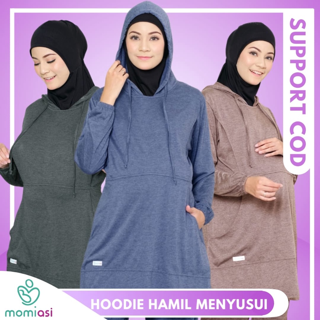 Momiasi - Baju Hoodie Olahraga Sport Ibu Hamil dan Menyusui Baju Busui Nursing Wear Lengan Panjang