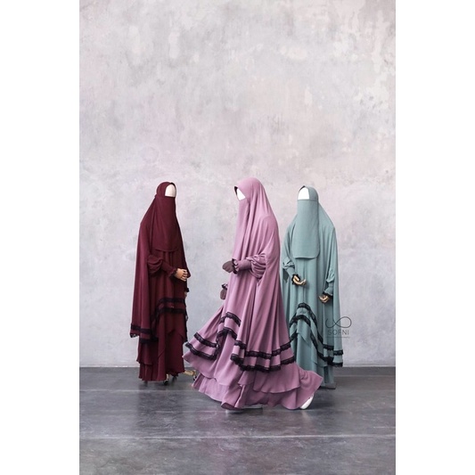 New medina series chiffon arab double layer by Sofni lebaran ied idul fitri gamis set free cadar
