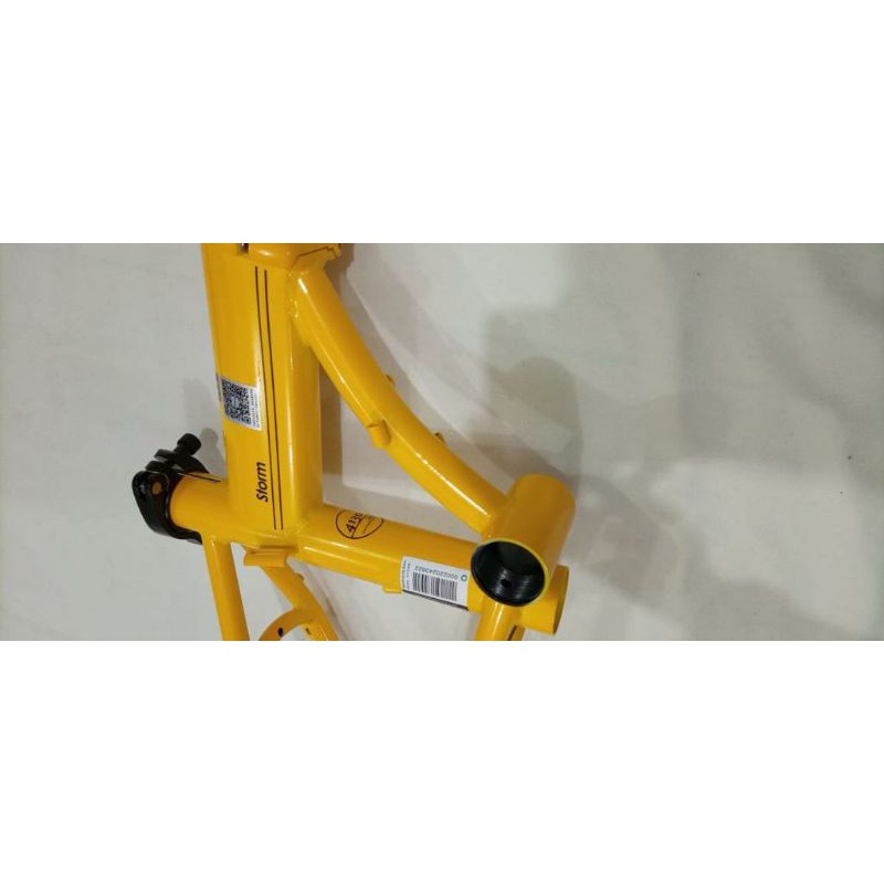 Frame set &amp; handlepost hp FNHON STORM warna kuning Discbrake disc brake db Chromoly 20 22 inc