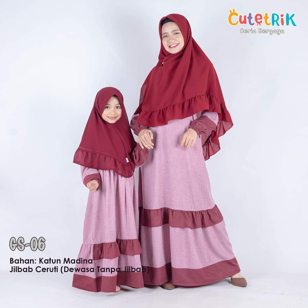 Gamis couple cutetrik merah GS-06/ gamis anak cutetrik/ gamis terbaru cutetrik/ busana muslim anak