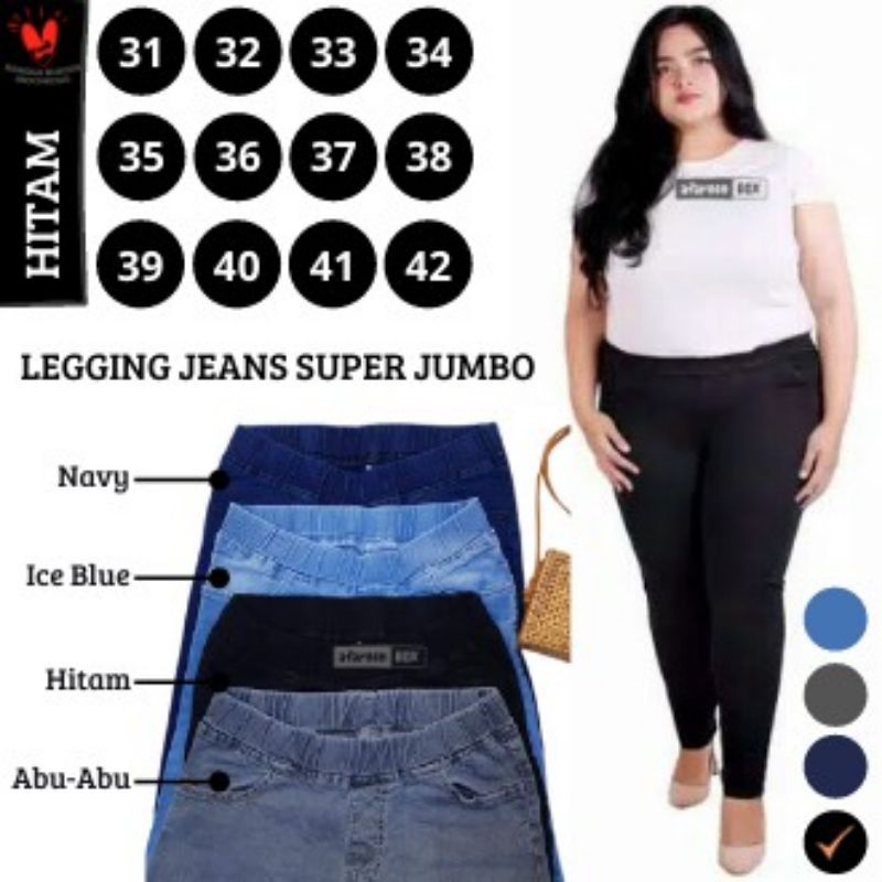 Celana Jeans Jumbo Wanita Pinggang Karet Sofjeans Legging