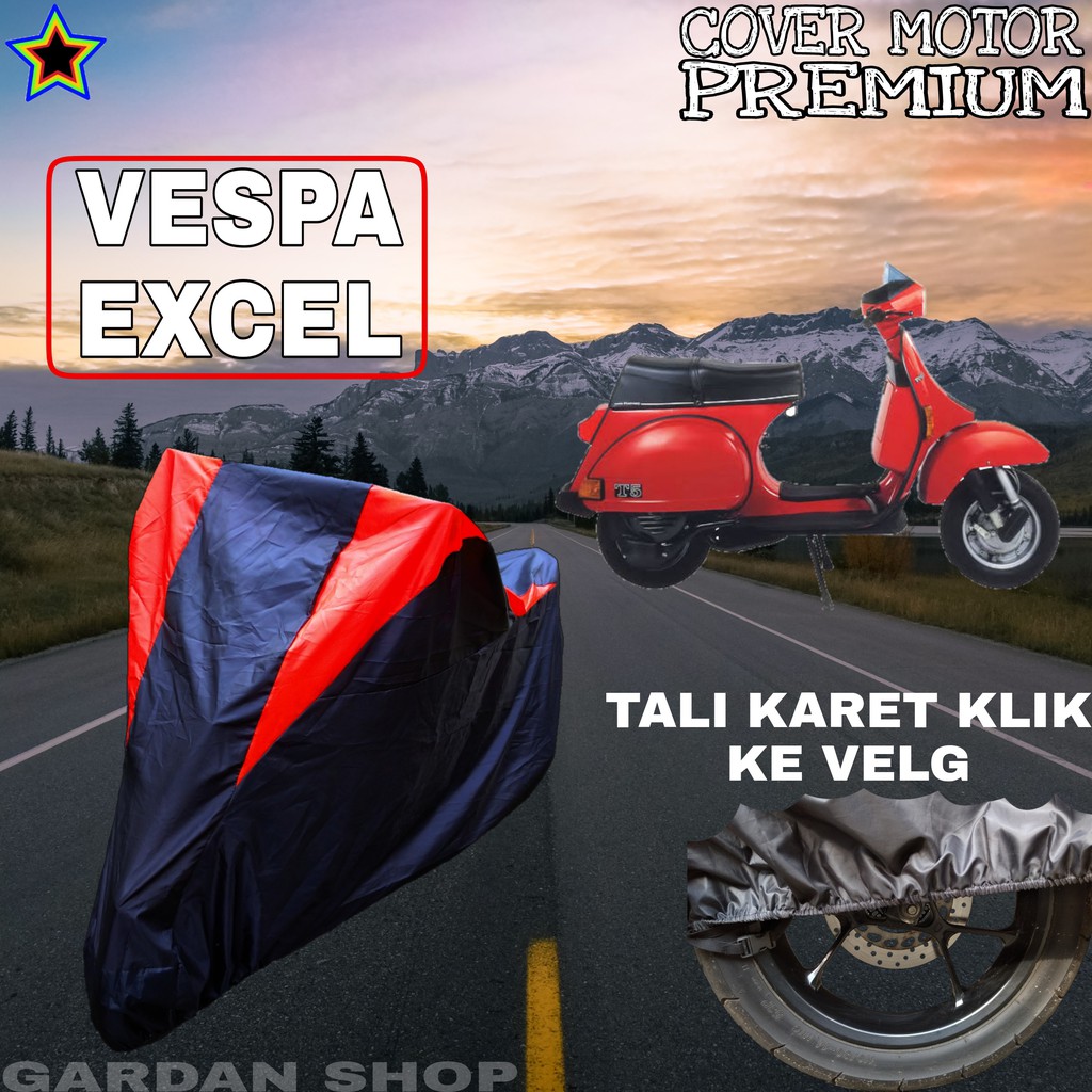 Sarung Motor VESPA EXCEL Hitam MERAH Body Cover Penutup Pelindung Motor Vespa Excel PREMIUM