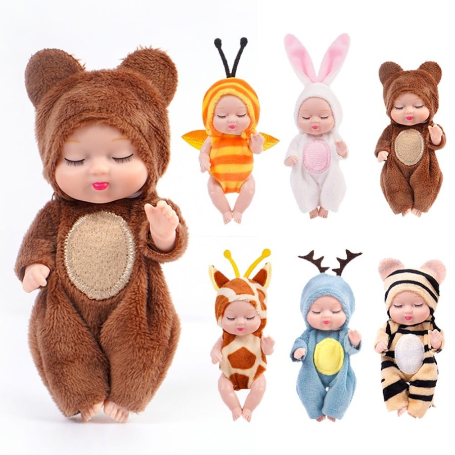 MOMBABY1 Mainan Boneka bayi perempuan tidur mini kostum lucu ukuran 12 cm