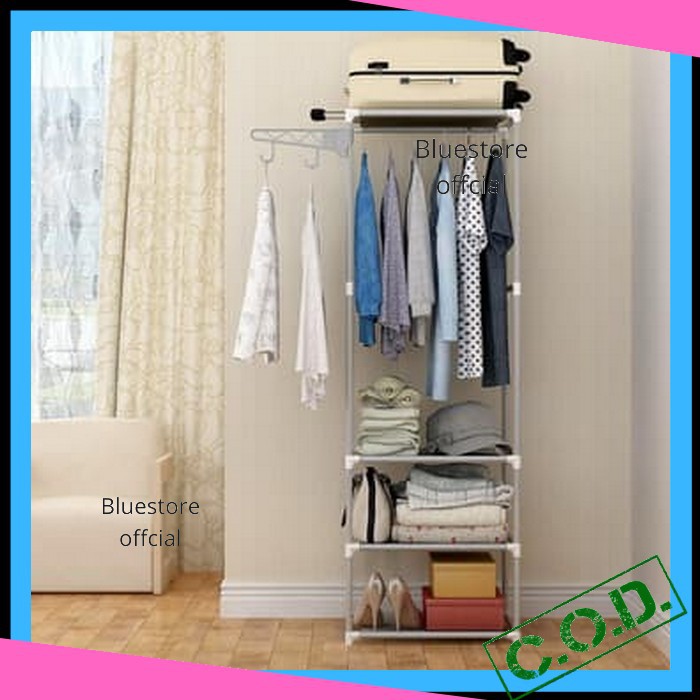 Stand Hanger Gantungan Baju Double Besi Rak Gantung Serbaguna Organizer Baju Perlengkapan Rumah Temp