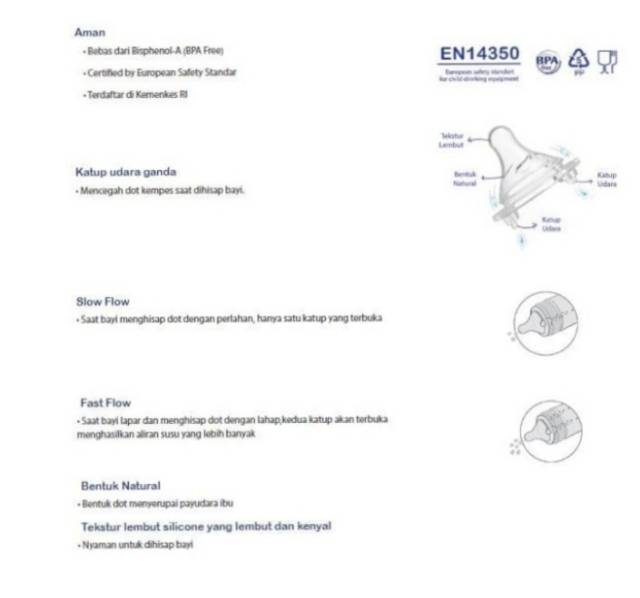 BABYSAFE 2pcs Wide Neck Nipple Dot Pengganti Teat Wideneck Baby Safe