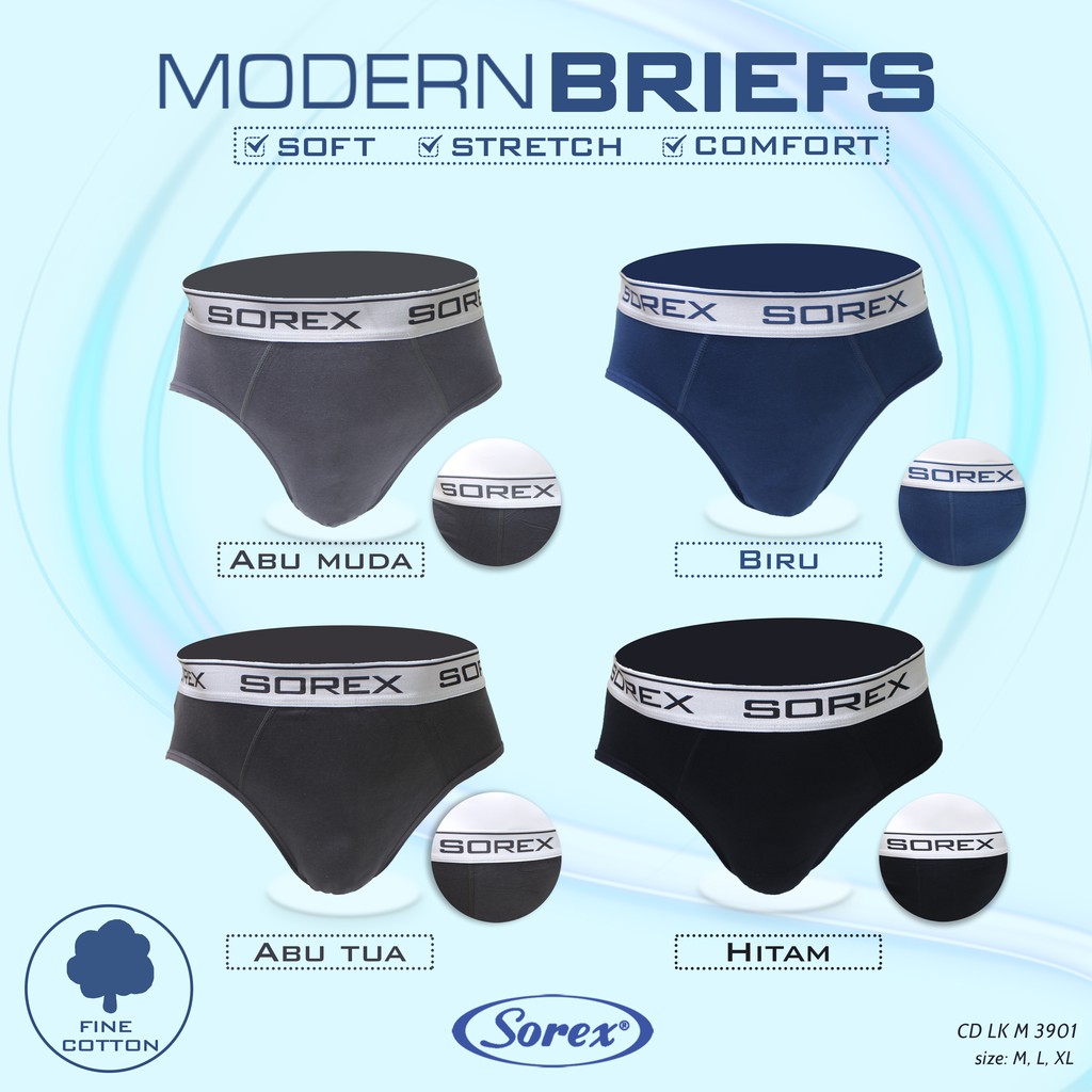 Isi 2 Pcs - Sorex Man CD Pria LK M 3901 Modern Briefs