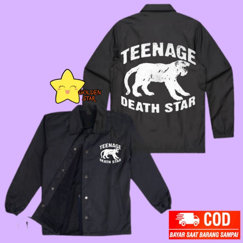 Jaket TEENAGE DEATH STAR Coach logo tulisan HARD ROCK PUNK HARDCORE musik metal VINTAGE bootleg conc