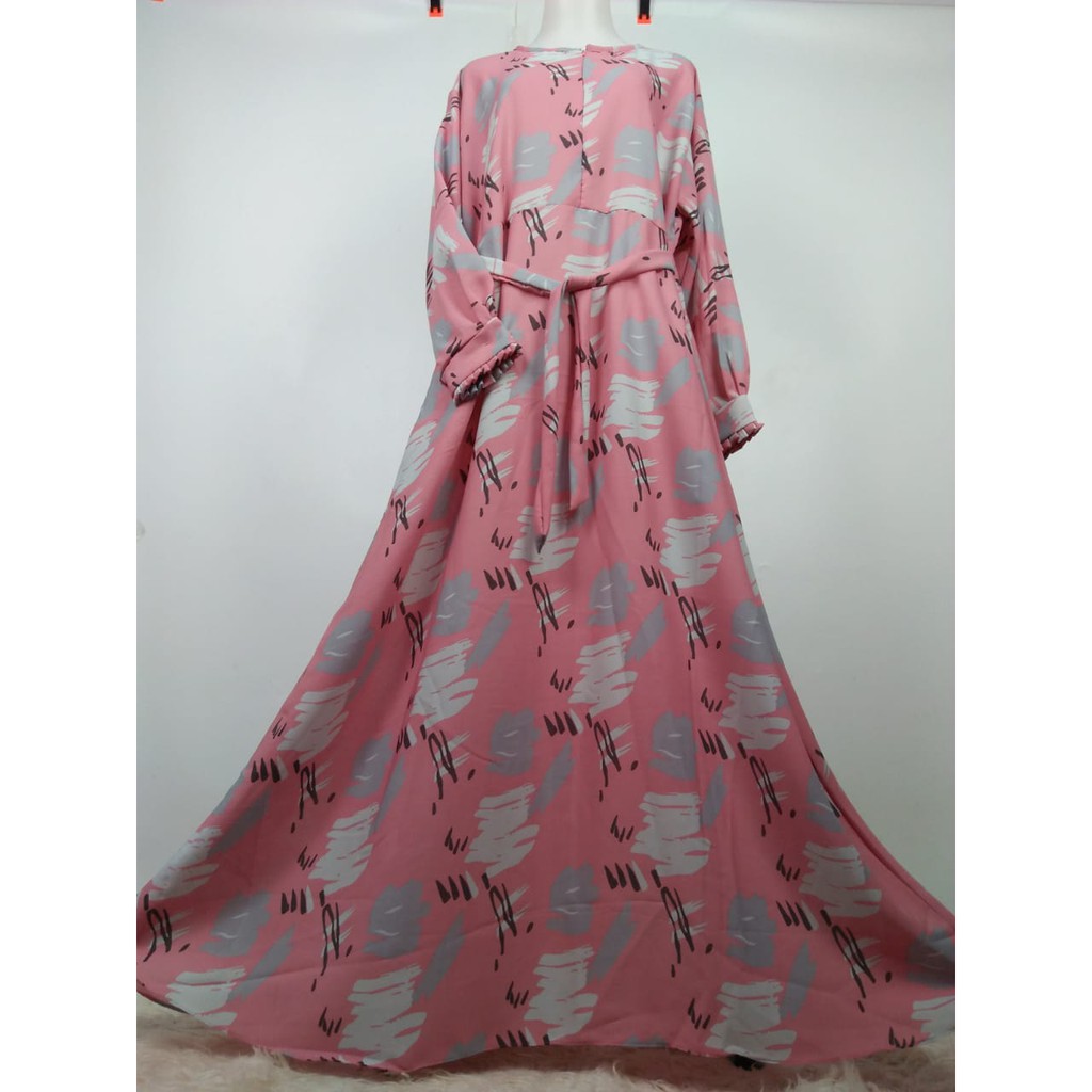 Gamis monalisa abstrak edition shabbychic shabby busana muslim syari jumbo standar BAJU WANITA