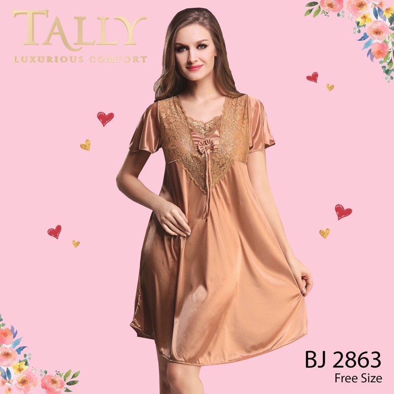 TALLY BAJU TIDUR / LINGERIE 2863 I FREE SIZE I BAHAN SATIN MIX RENDA
