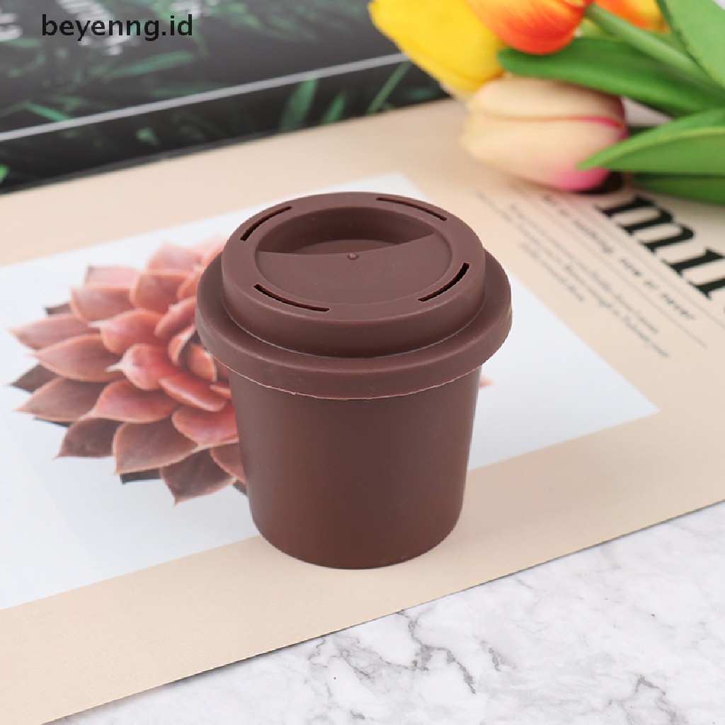 Beyen Kotak Penyimpanan Spon Puff Makeup Kosong Desain Cangkir Kopi