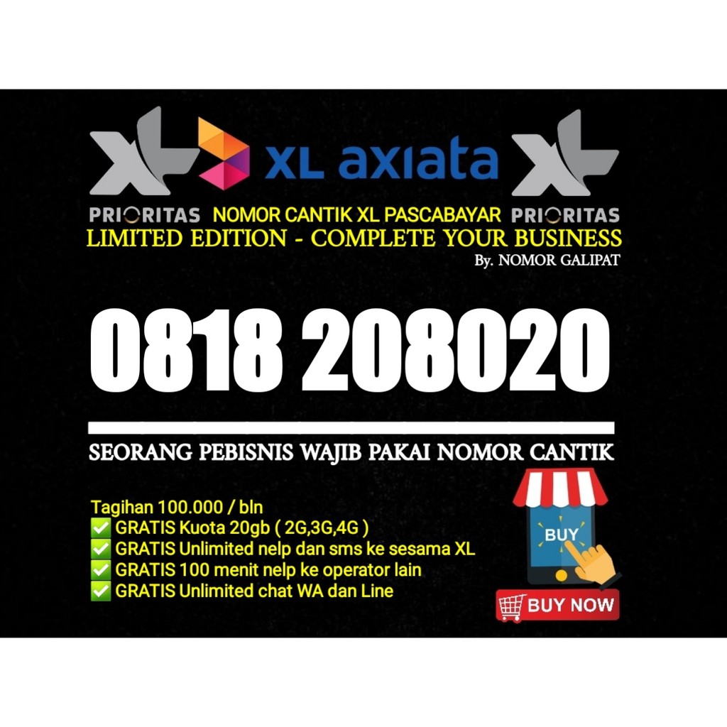 NOMOR CANTIK XL-AXIATA 10 DIGIT PRIORITAS PASCABAYAR SERIES AA BB AA