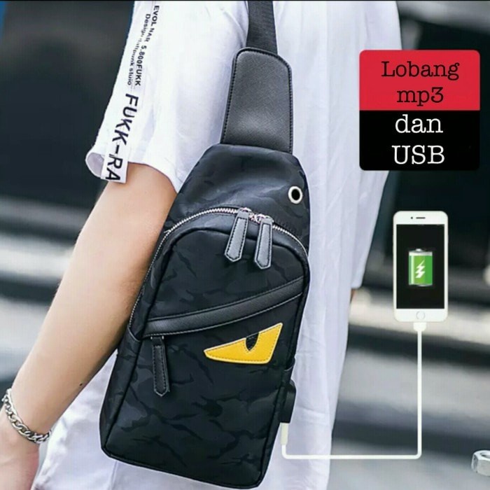 Tas Waistbag Waistbag Slempang Pria Tas Slingbag Terbaru Best Seller usb shoulder army fendi