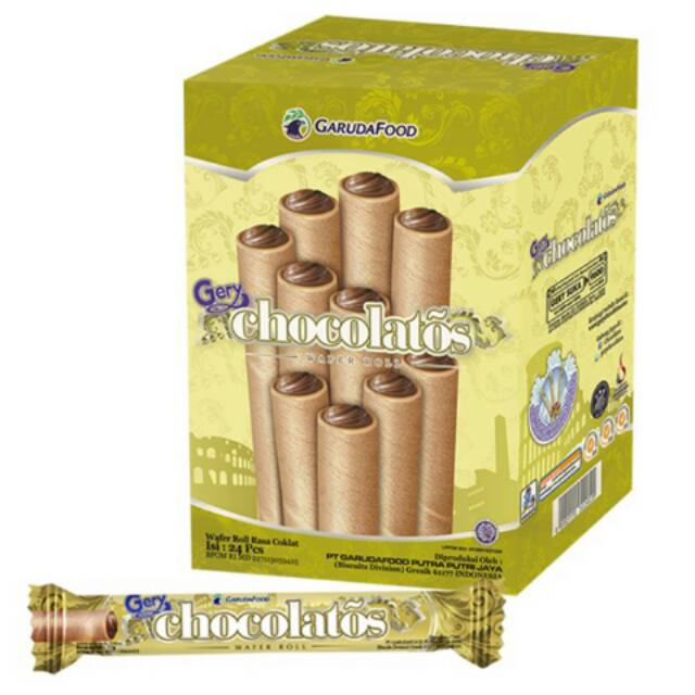 

Gery chocolatos wafer roll kemasan box isi 24pc