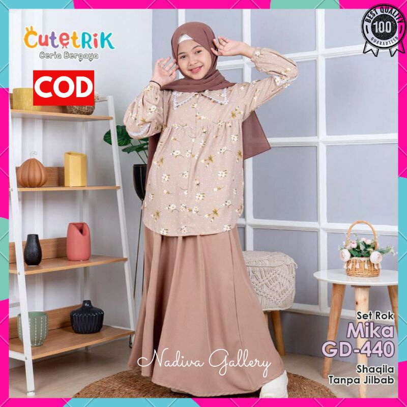 BISA COD BEST SELLER - CUTETRIK SETELAN BAJU MUSLIM ANAK PEREMPUAN TERBARU original Umur 5 6 7 8 9 10 11 12 13 14 tahun remaja terlaris realpict 2021 2022 warna pink ungu dusty pink mustard biru anak tanggung kuning biru terbaru MOCCA Dusty PINK COKLAT-Mika coklat GD-440