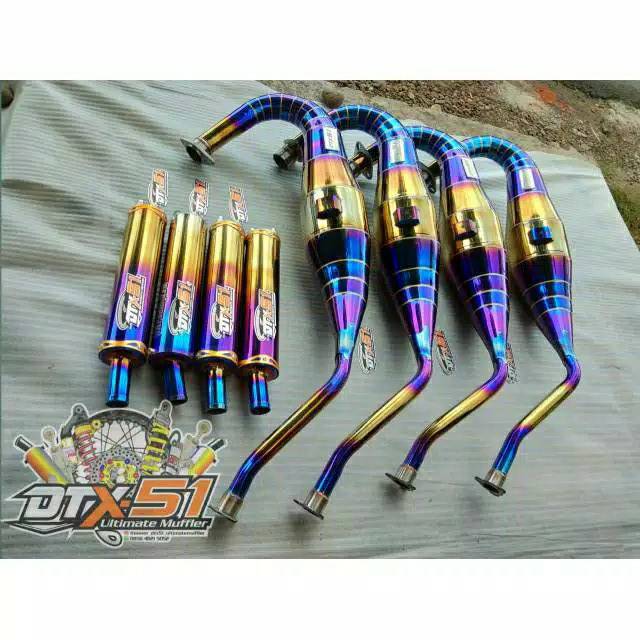 knalpot ninja 150cc R/RR/SS stainless biru gold original DTX51