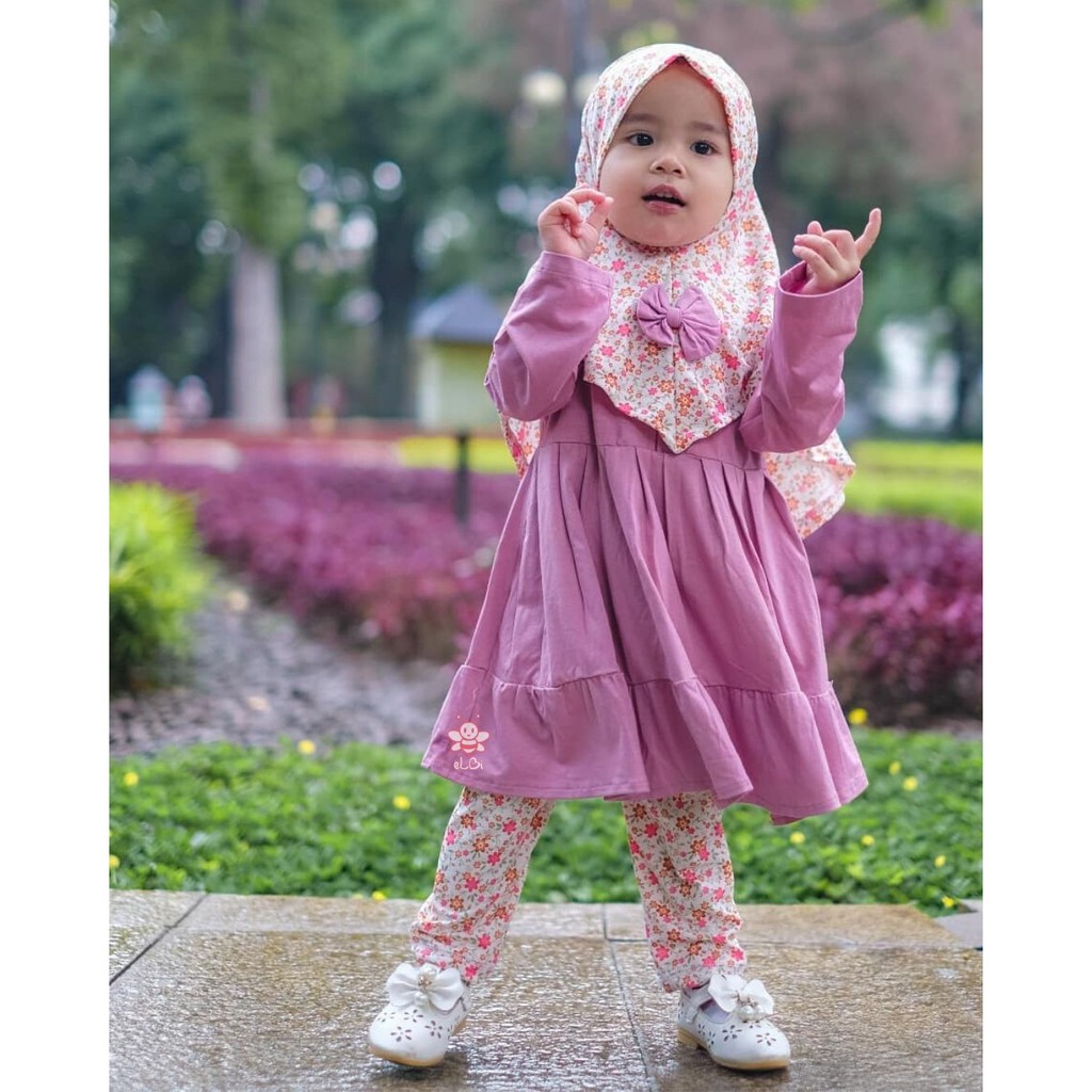 Gamis Anak Perempuan Trendy / Baju Muslim Anak eLBi / Baju Muslim Anak Perempuan Nayla 1 Tahun - 6 Tahun