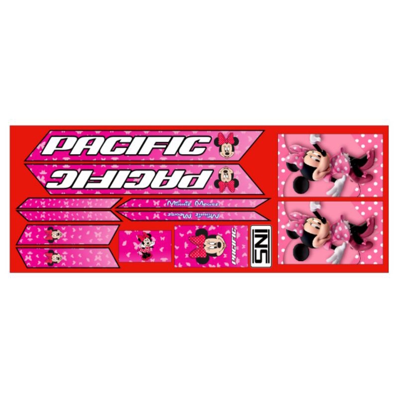 stiker sepeda anak cewek ukuran12/16 pacific Minnie mouse decal