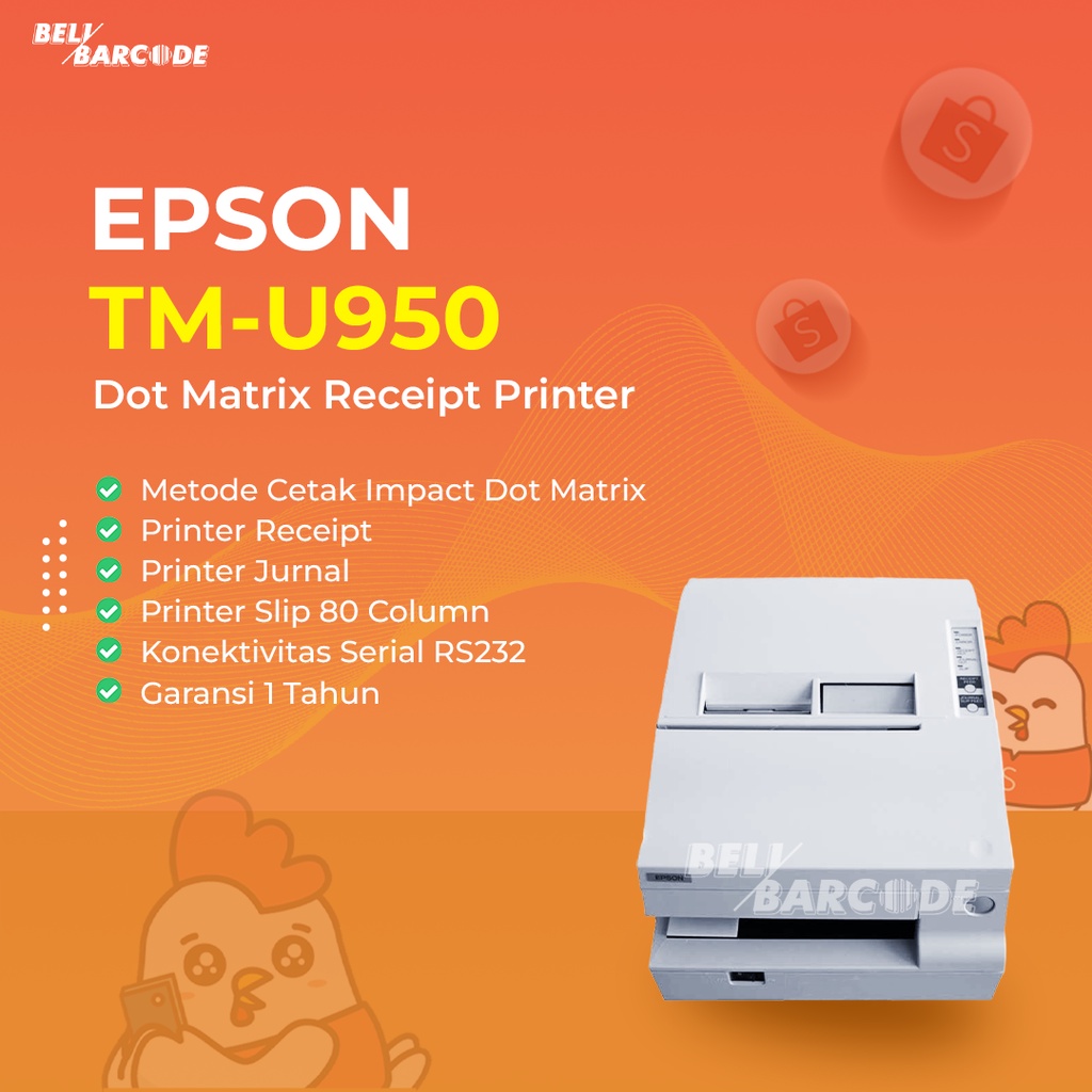 Printer Dot Matrix Epson TM-U 950 Cetak Struk Kasir 79mm Serial