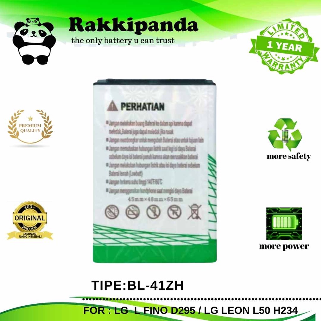 (R/K)- RakkiPanda - BL-41ZH BL 41ZH BL41ZH LG L Fino D295 / LG Leon L50 H234 Batre Batrai Baterai