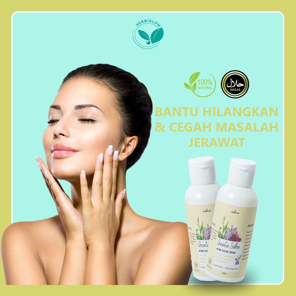 HERBIGLOW Acne Facial Wash 60 ml - Sabun Wajah Muka Kulit Jerawat 100% NATURAL SKINCARE