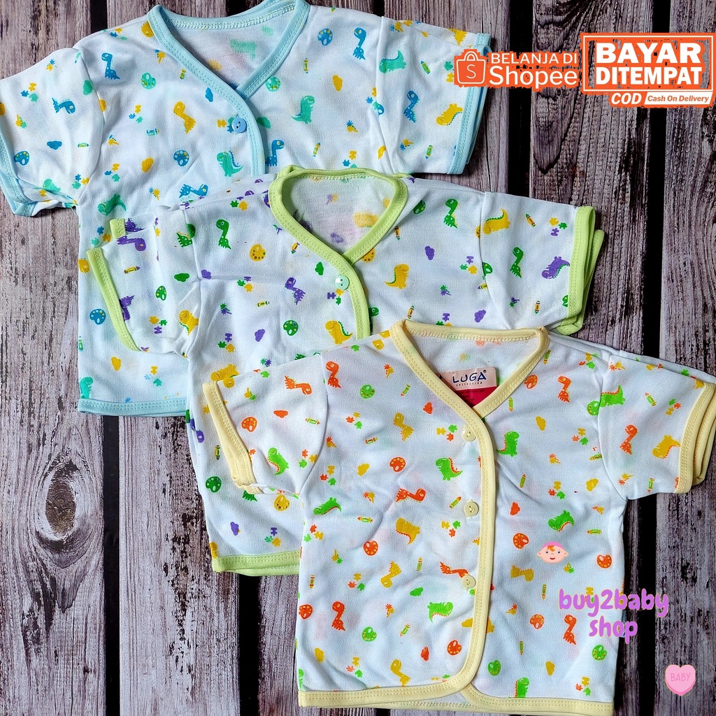 Baju bayi piyama kancing depan putih motif animal series LUGA 3-6 bulan isi 3 Baju